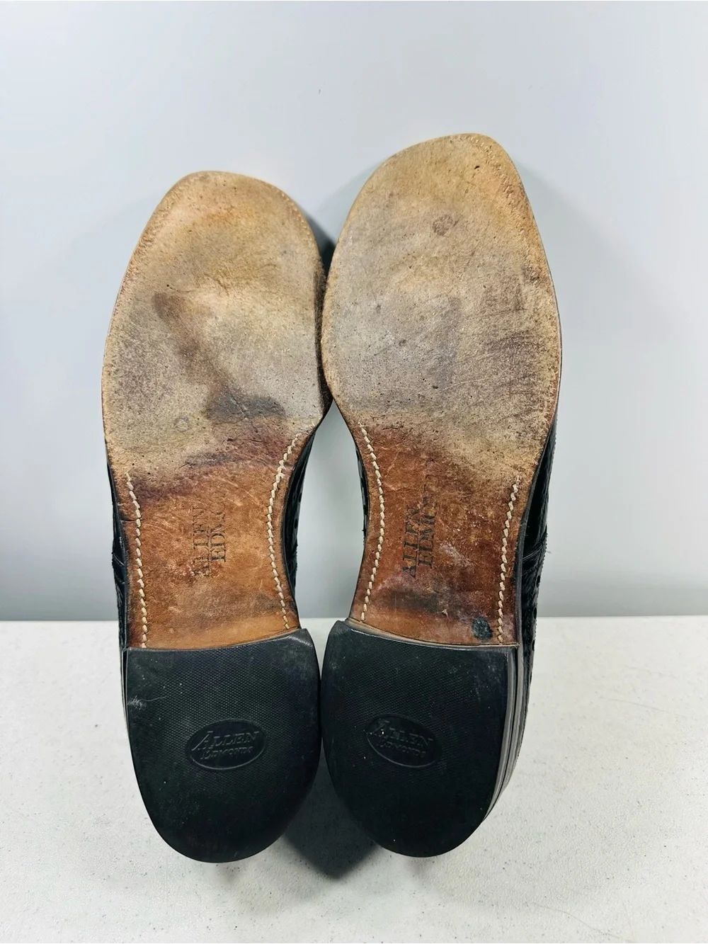 Allen Edmonds Black Textured Leather Wingtip Oxfords - Picture 6 of 7